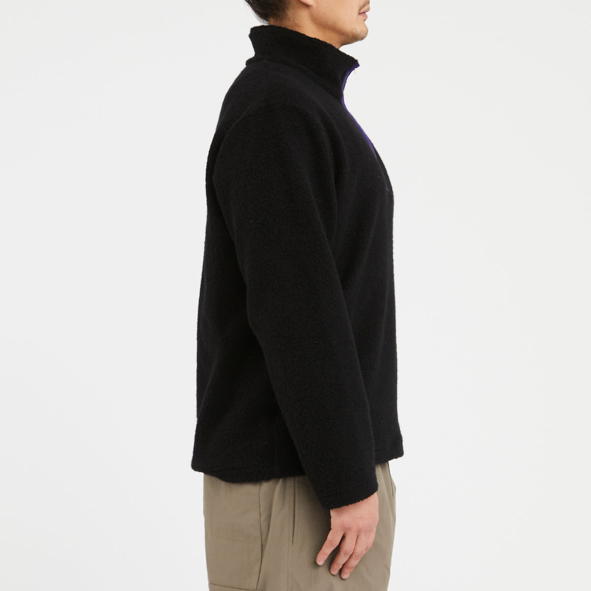 Half-zip Pullover - Black Recycled Wool Pile
