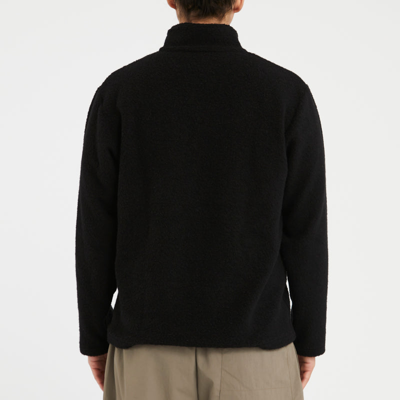 Half-zip Pullover - Black Recycled Wool Pile