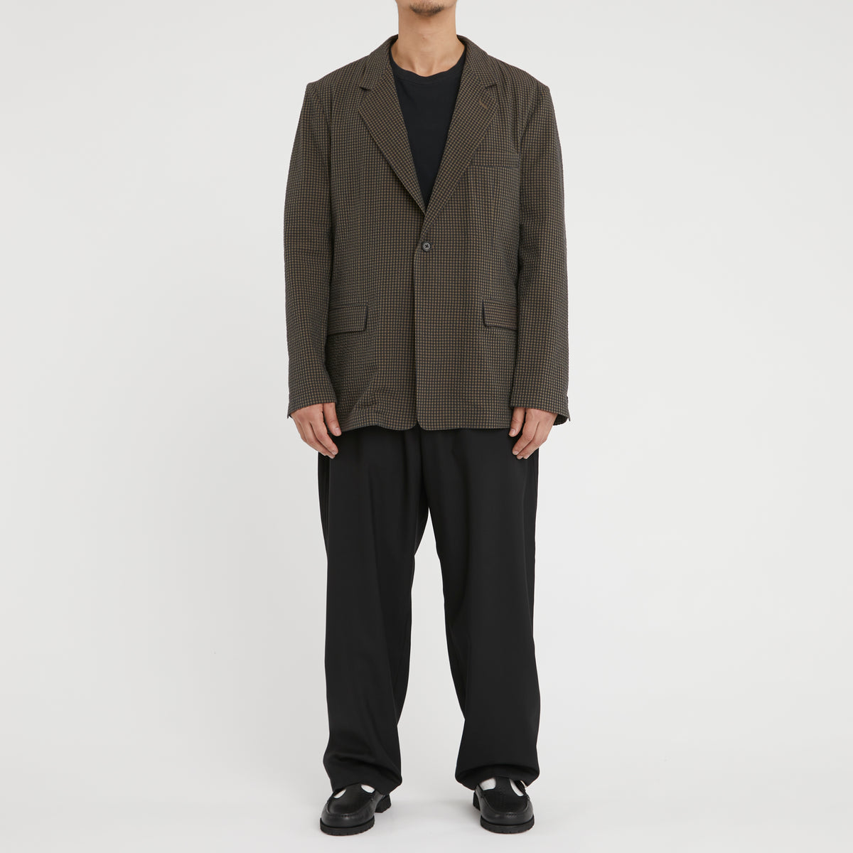 Julian Blazer - Navy/Tan/Green Dobby Plaid Organic Cotton