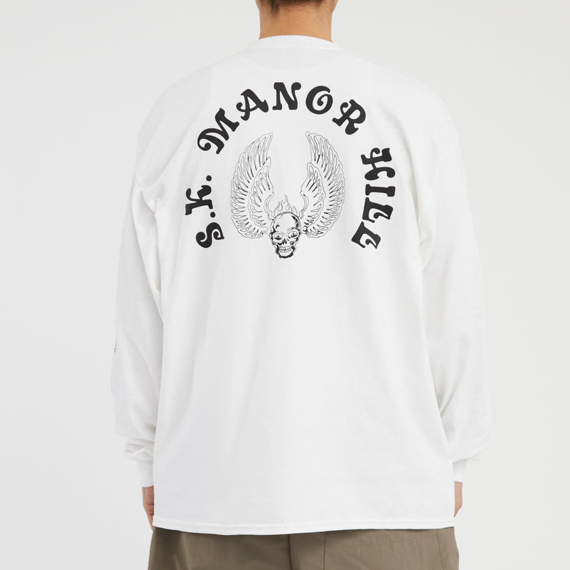 Skull & Wings LS T-Shirt - White Cotton