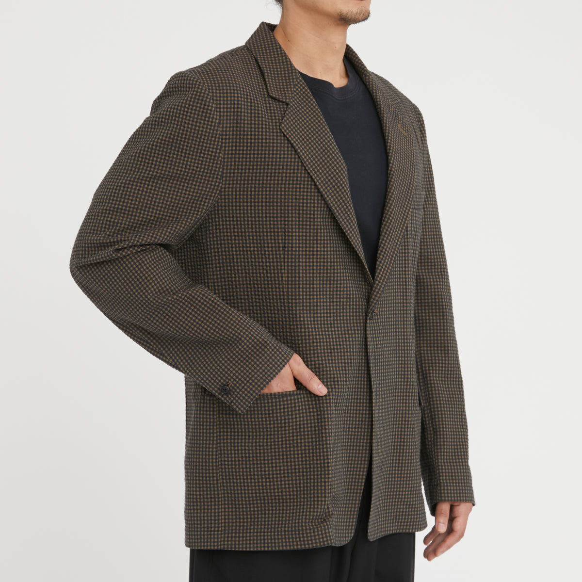 Julian Blazer - Navy/Tan/Green Dobby Plaid Organic Cotton