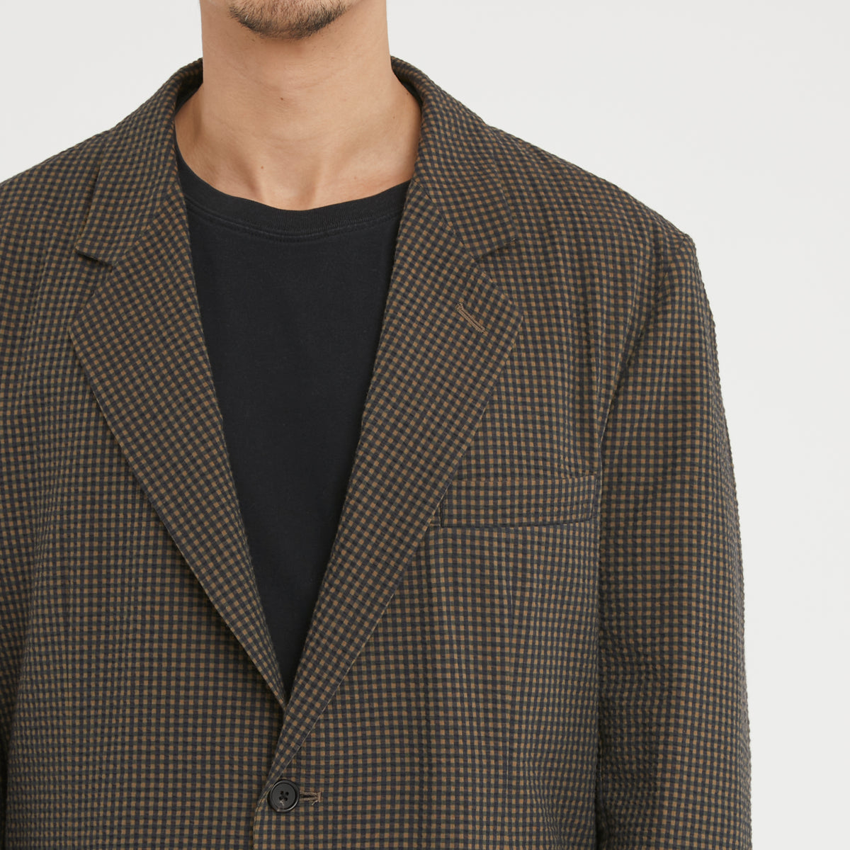 Julian Blazer - Navy/Tan/Green Dobby Plaid Organic Cotton