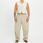 Trapper Vest - White & Natural Embroidered Cotton