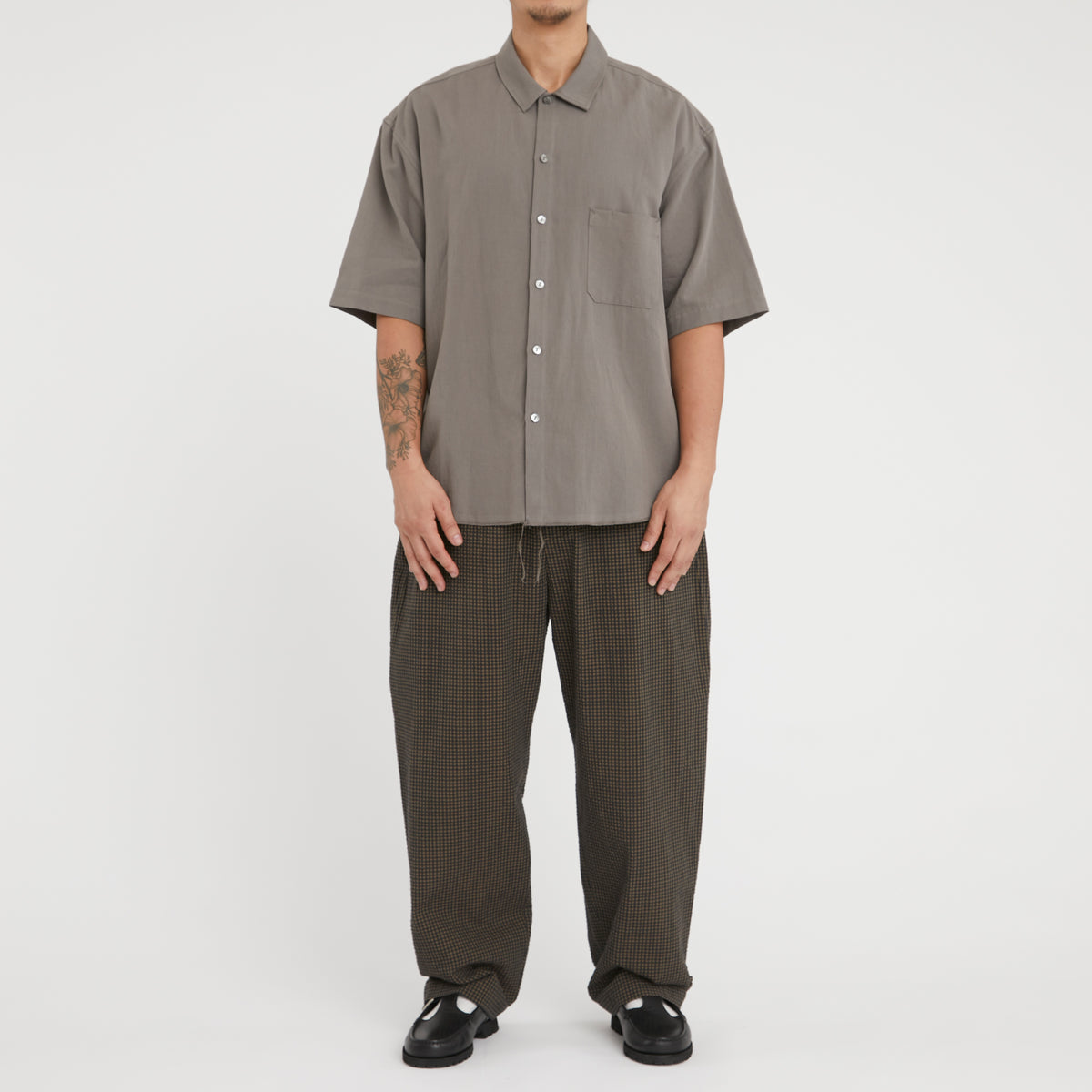 Tilt Pant - Navy/Tan/Green Dobby Plaid Organic Cotton