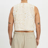 Trapper Vest - White & Natural Embroidered Cotton