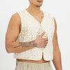 Trapper Vest - White & Natural Embroidered Cotton