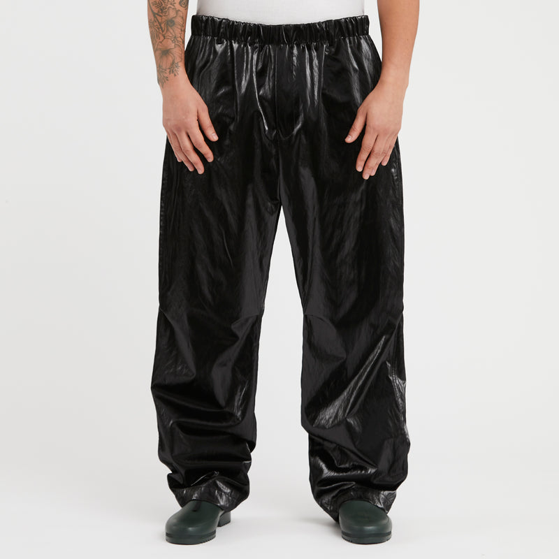 Luna Pant - Black Rubberized Viscose/Cotton