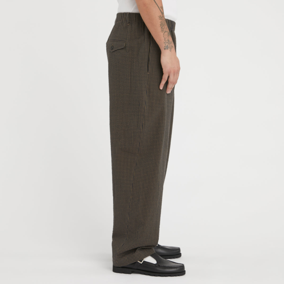 Tilt Pant - Navy/Tan/Green Dobby Plaid Organic Cotton