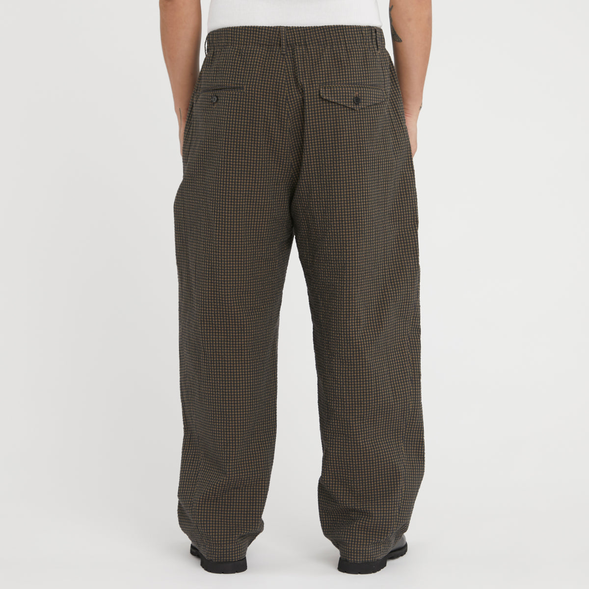 Tilt Pant - Navy/Tan/Green Dobby Plaid Organic Cotton