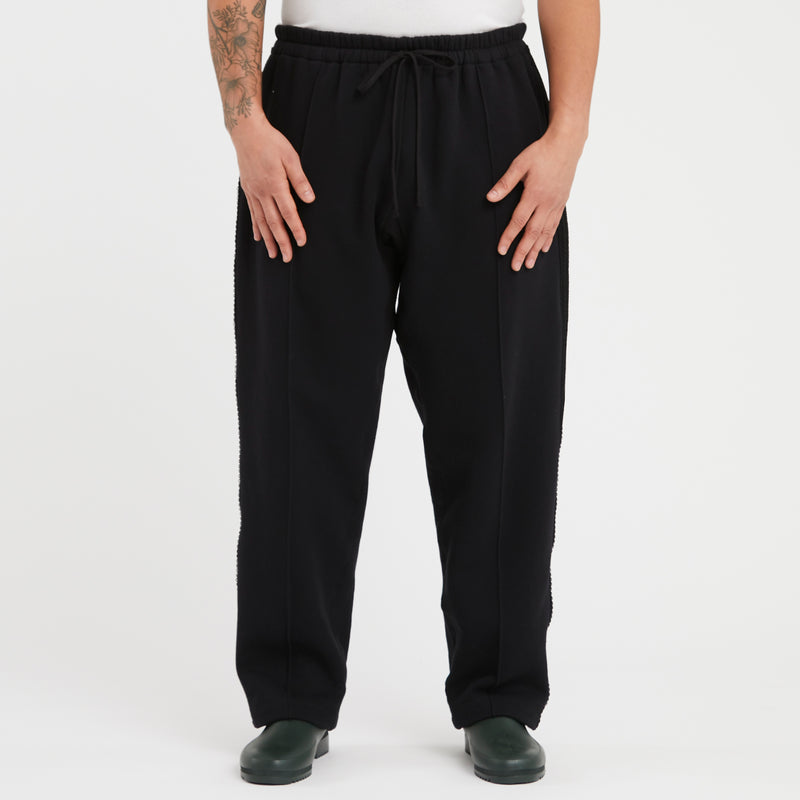 Saunter Pant - Black Cotton Fleece w/ Black Braid