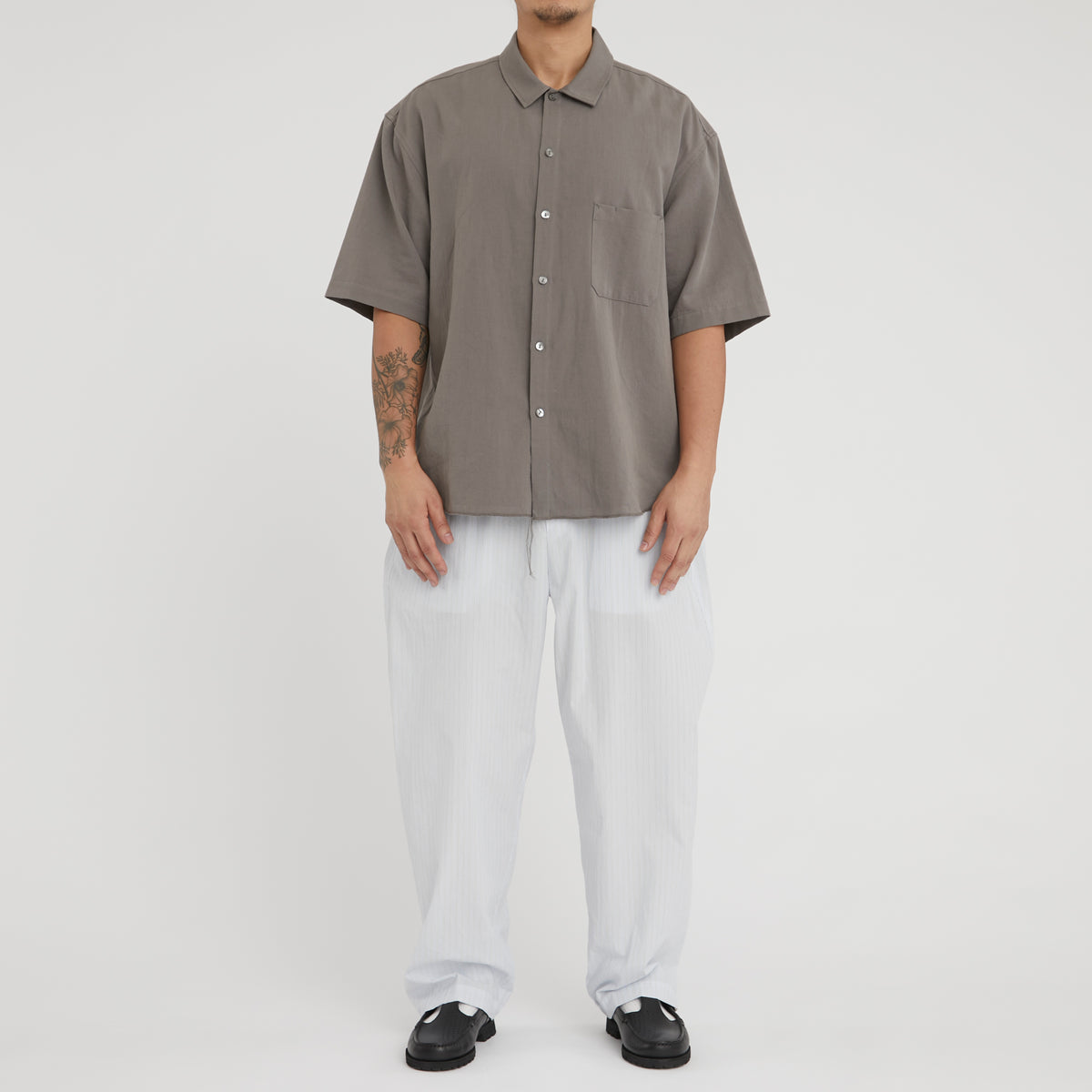 Tilt Pant - White & Light Blue Striped Cotton