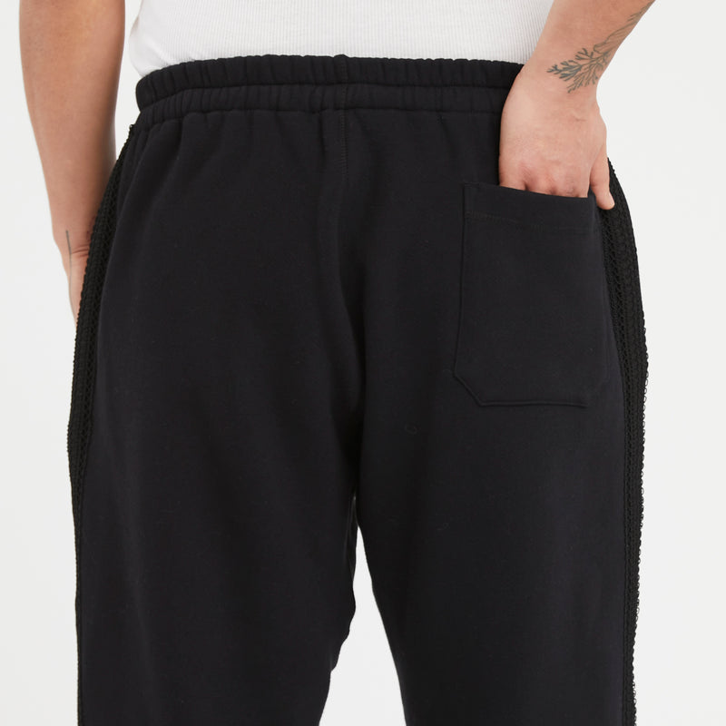 Saunter Pant - Black Cotton Fleece w/ Black Braid