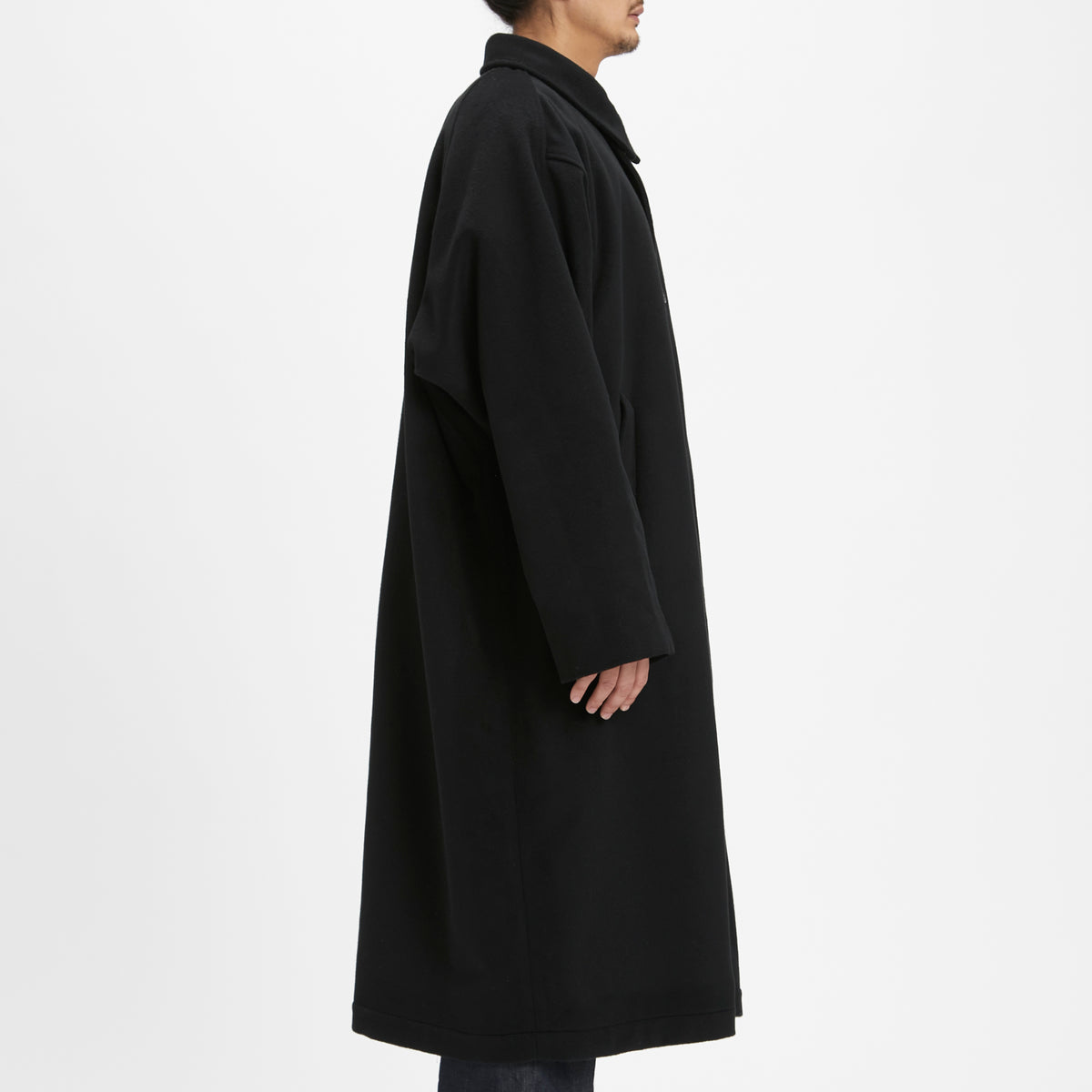 Town Trench Coat - Black Wool