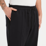 Saunter Pant - Black Cotton Fleece w/ Black Braid