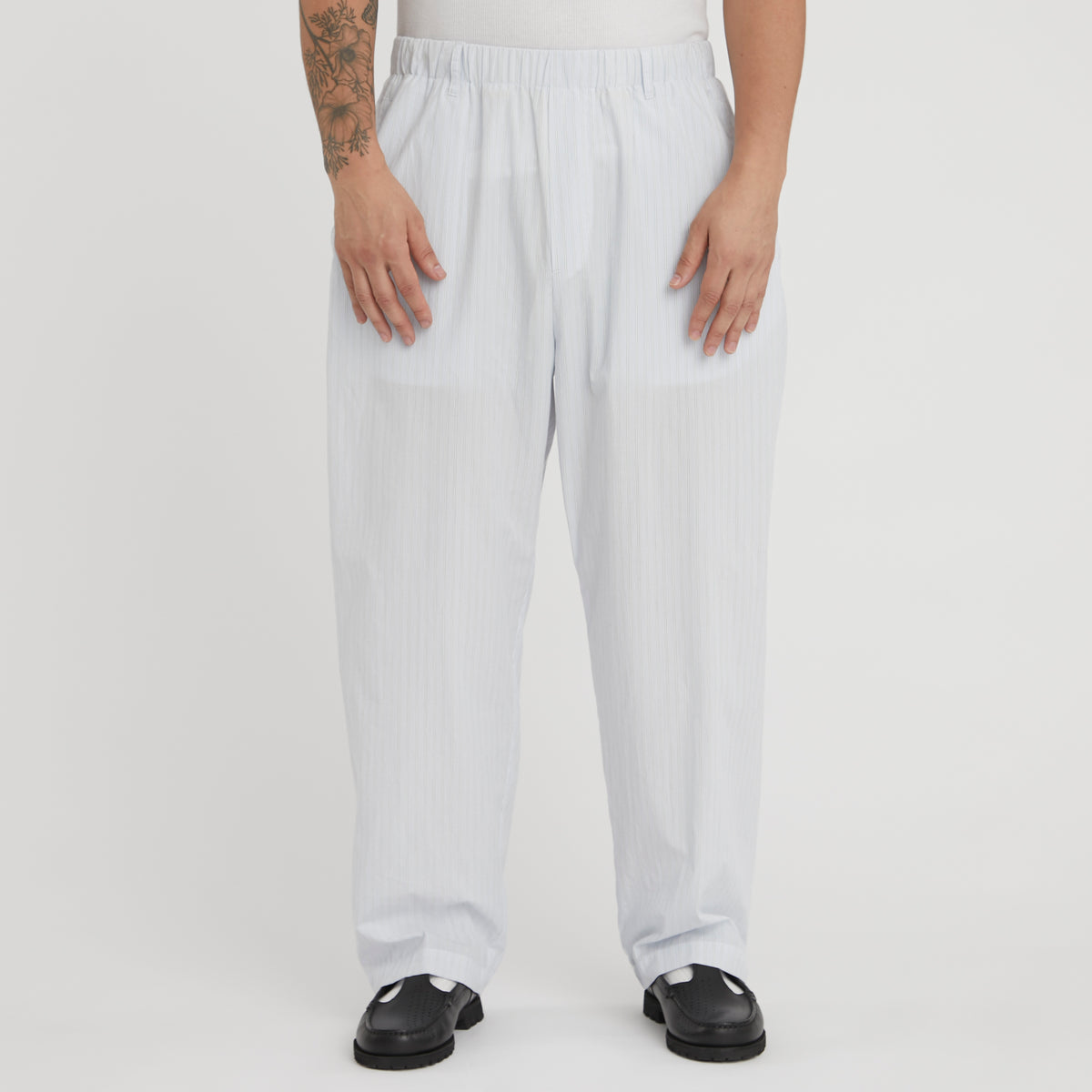 Tilt Pant - White & Light Blue Striped Cotton