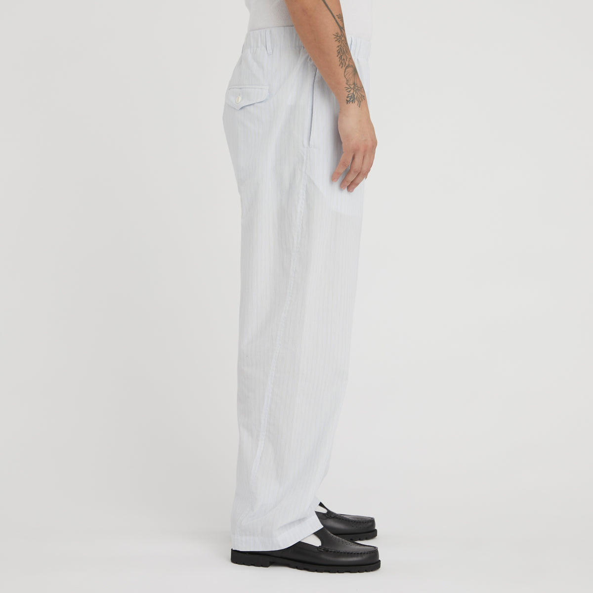 Tilt Pant - White & Light Blue Striped Cotton
