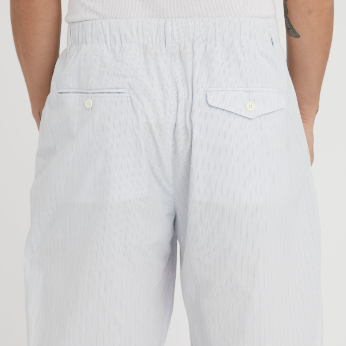 Tilt Pant - White & Light Blue Striped Cotton