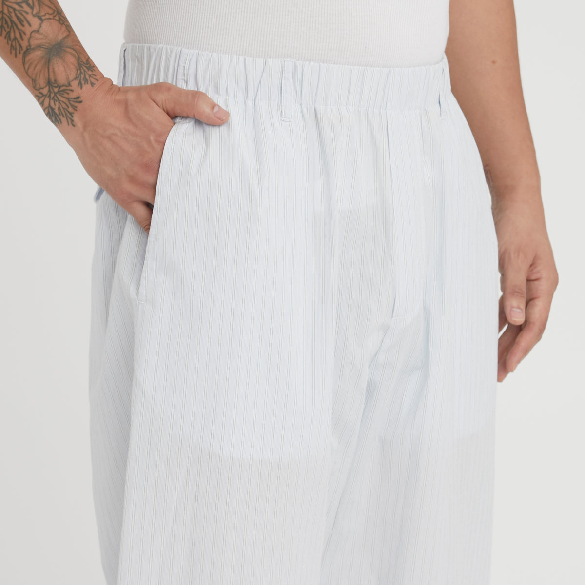 Tilt Pant - White & Light Blue Striped Cotton