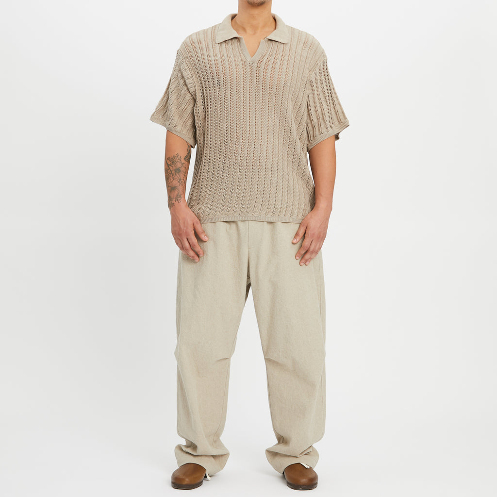 Knit Polo – Beige Cotton