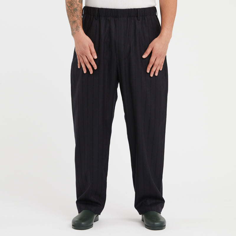 Tilt Pant - Navy w Black Stripes Wool