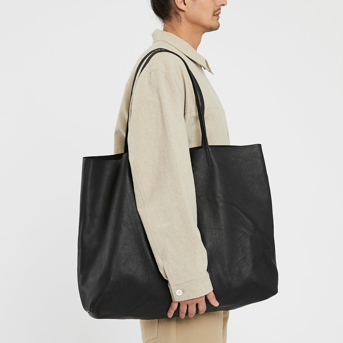 Leather Tote - Black Leather