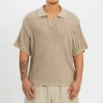 Knit Polo – Beige Cotton