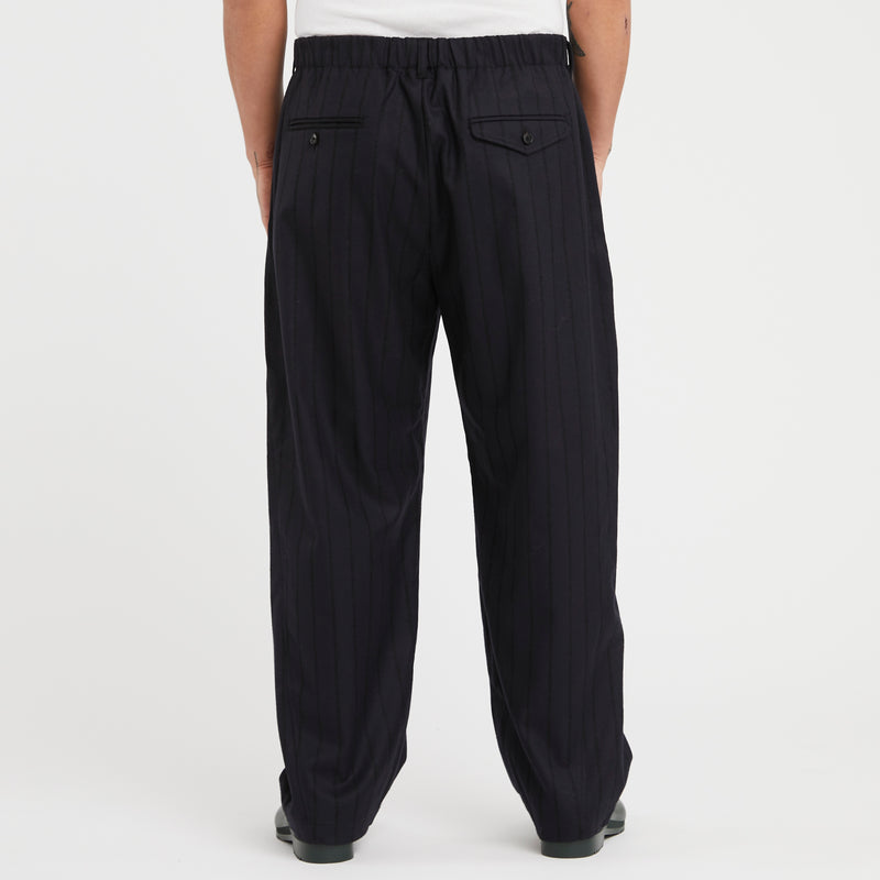 Tilt Pant - Navy w Black Stripes Wool