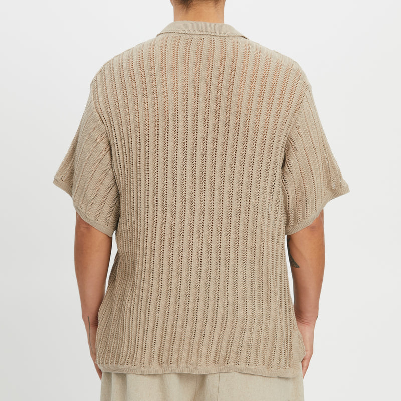 Knit Polo – Beige Cotton