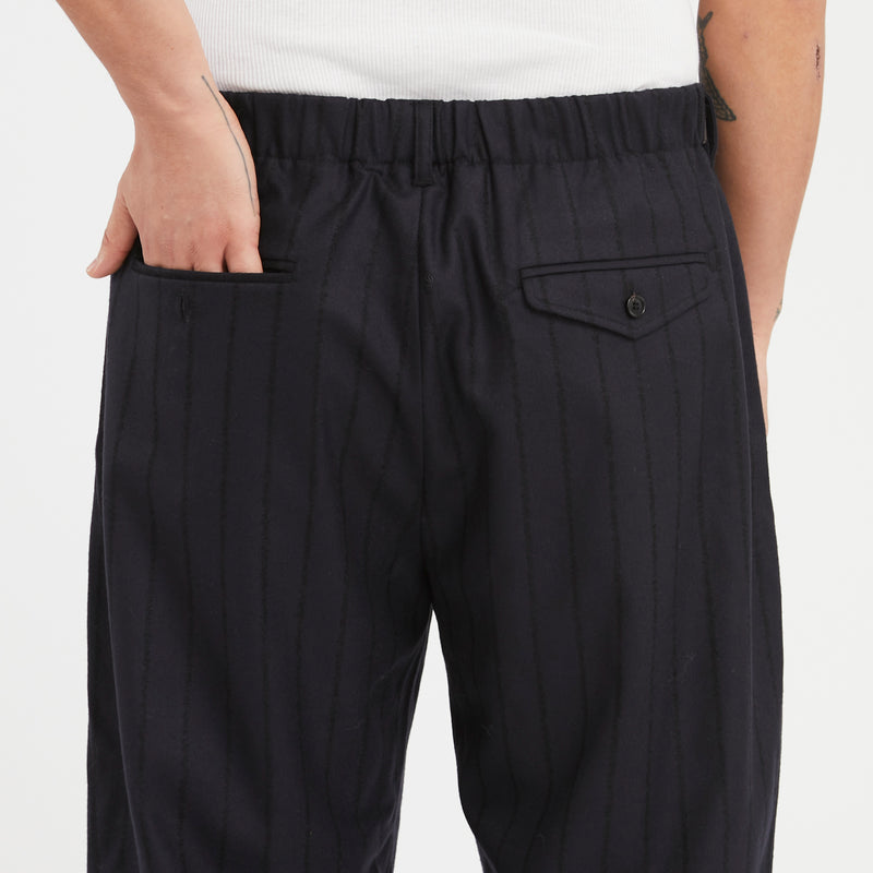 Tilt Pant - Navy w Black Stripes Wool