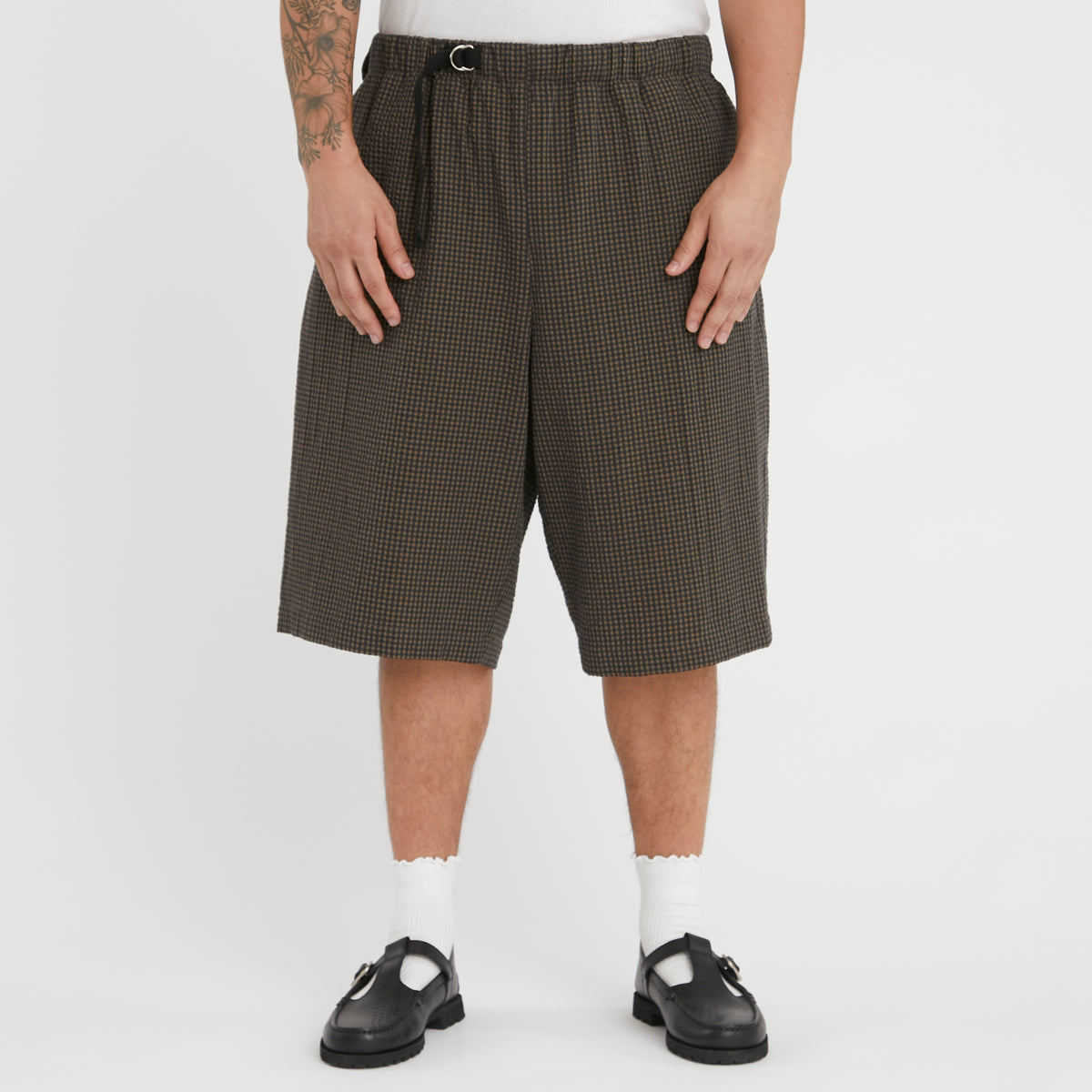 Palego Short - Navy/Tan/Green Dobby Plaid Organic Cotton