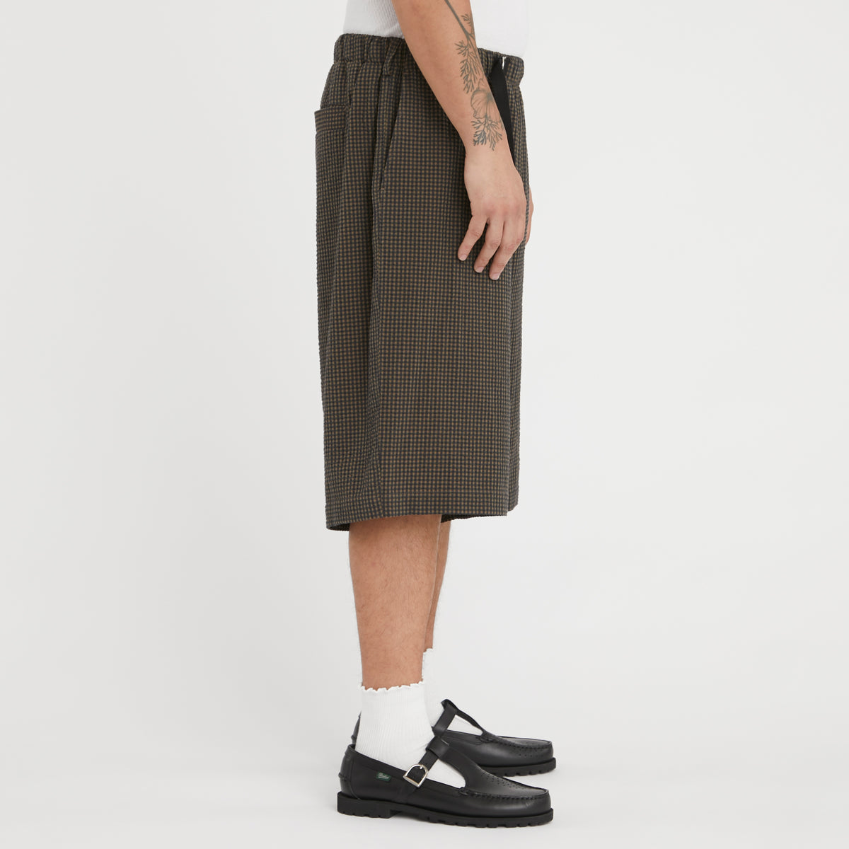 Palego Short - Navy/Tan/Green Dobby Plaid Organic Cotton
