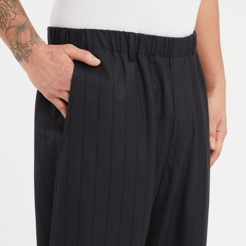 Tilt Pant - Navy w Black Stripes Wool