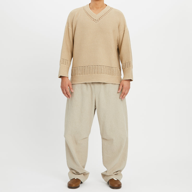 Knit Hockey Sweater - Tan Cotton