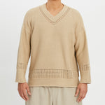 Knit Hockey Sweater - Tan Cotton