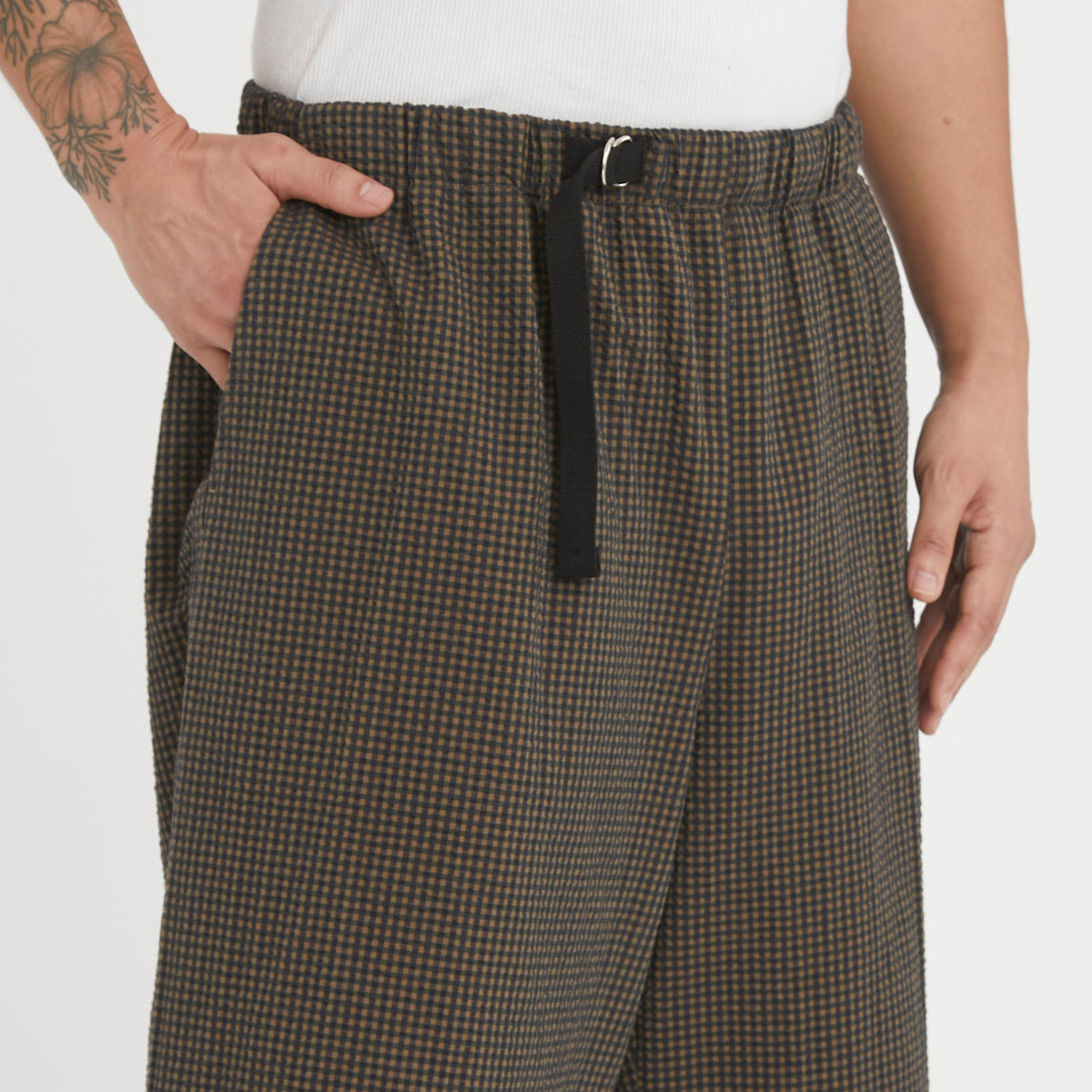 Palego Short - Navy/Tan/Green Dobby Plaid Organic Cotton