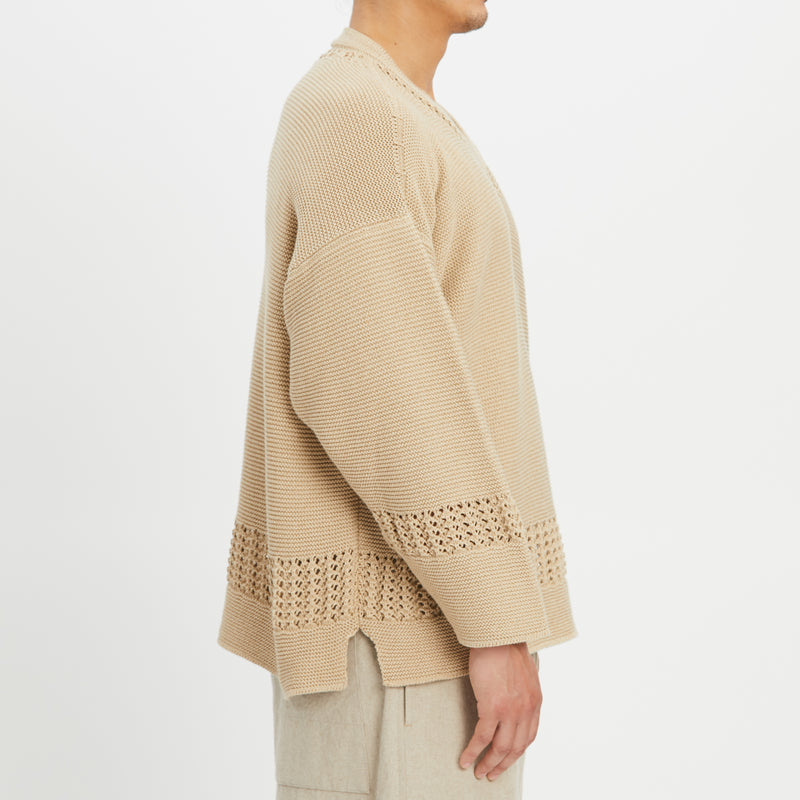 Knit Hockey Sweater - Tan Cotton