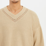 Knit Hockey Sweater - Tan Cotton