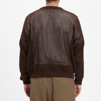 Open Knit Sweater - Brown Cotton