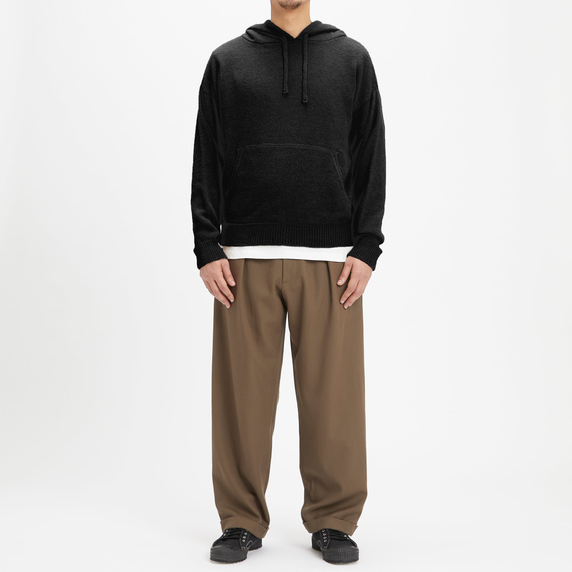 Knit Hoodie - Black Alpaca/Wool – s.k. manor hill