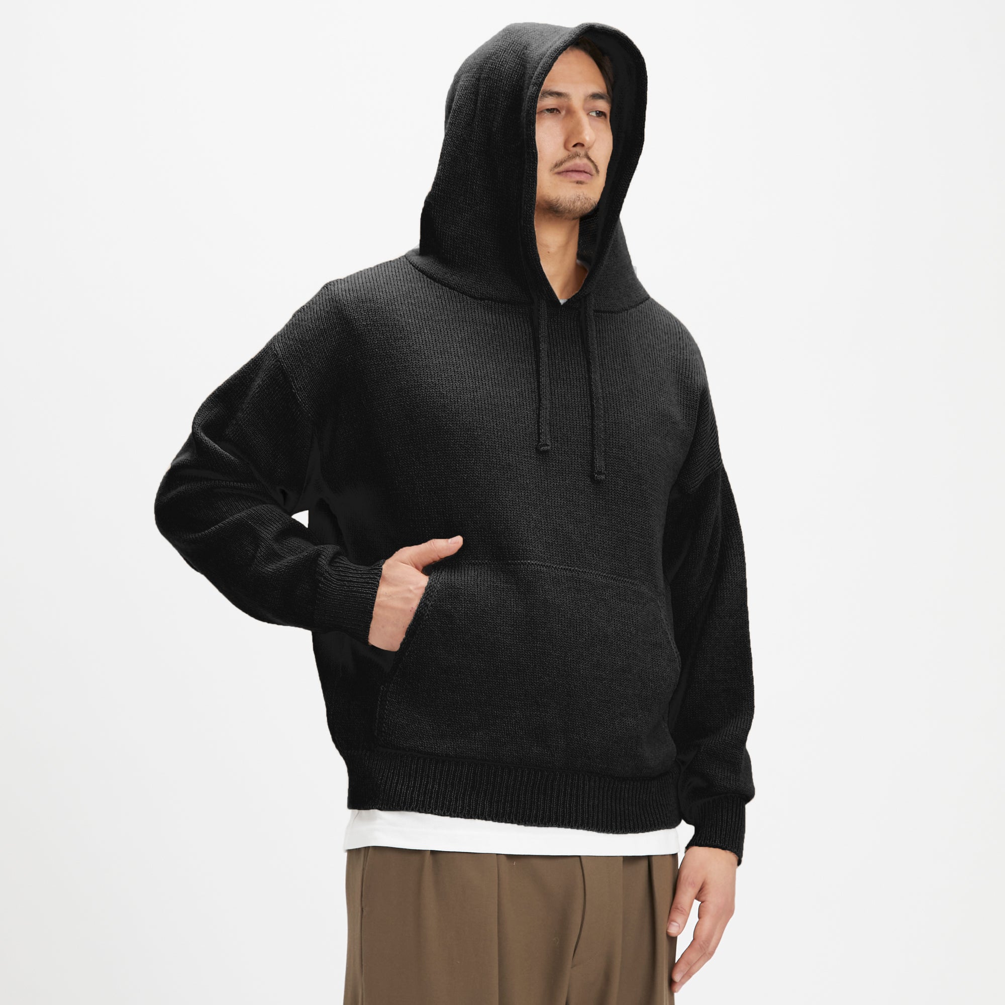Knit Hoodie - Black Alpaca/Wool – s.k. manor hill