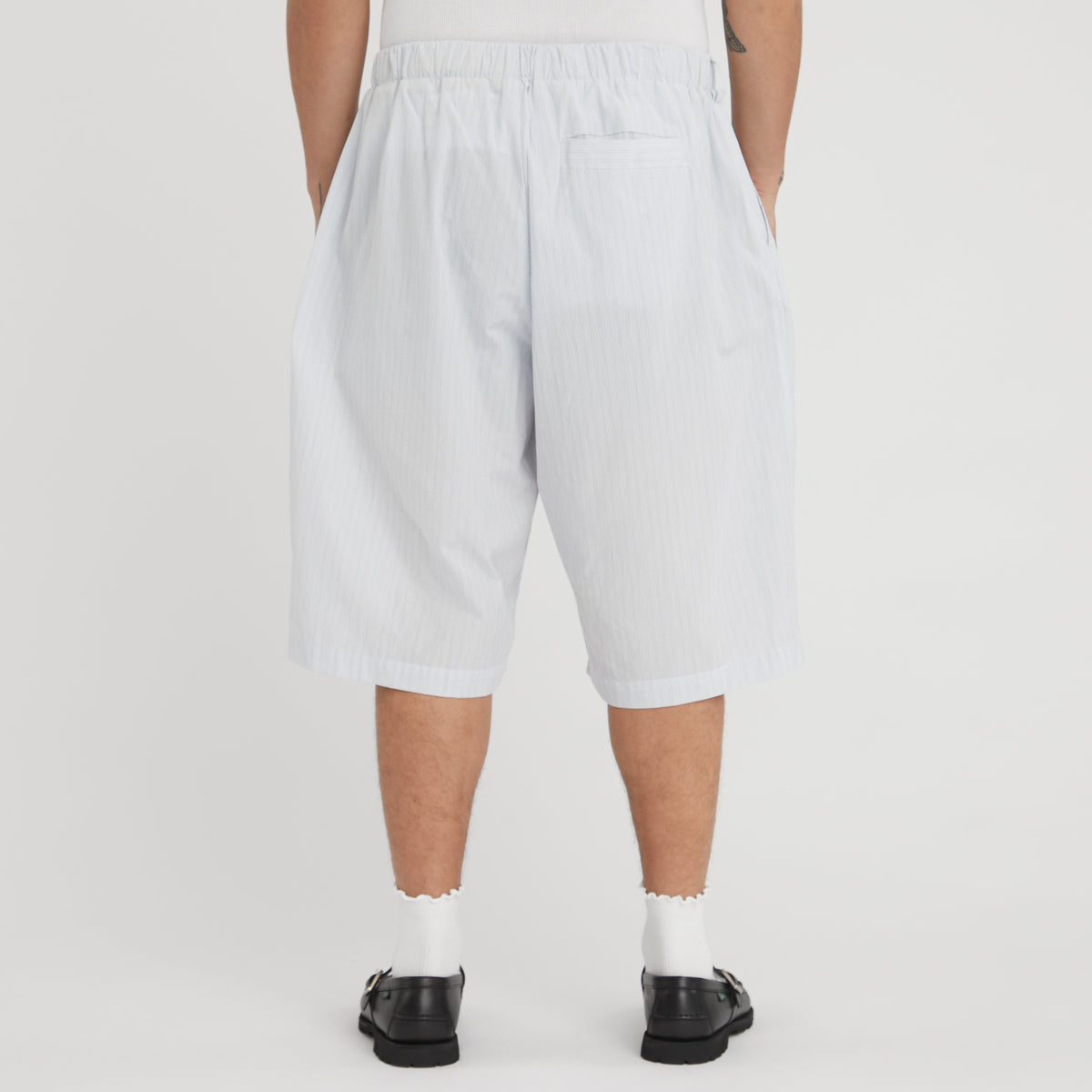 Palego Short - White & Light Blue Striped Cotton