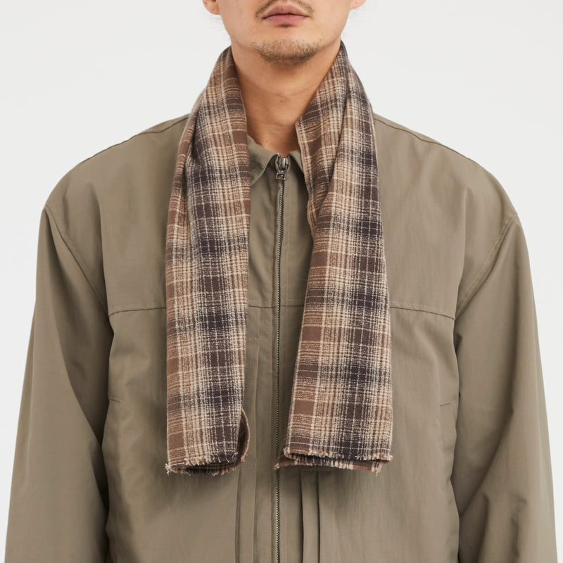 Short Scarf – Brown Plaid Flannel Cotton