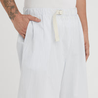 Palego Short - White & Light Blue Striped Cotton