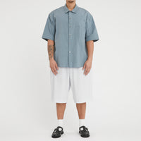 Palego Short - White & Light Blue Striped Cotton