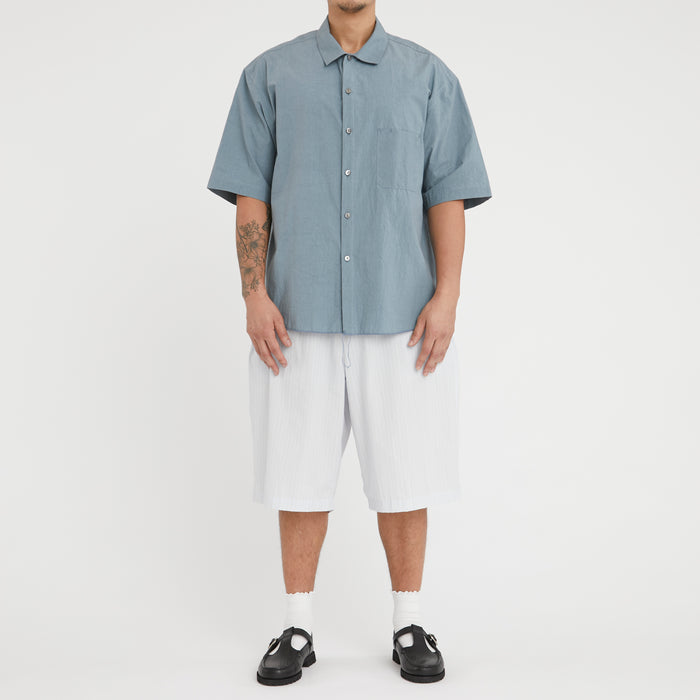 Palego Short - White & Light Blue Striped Cotton