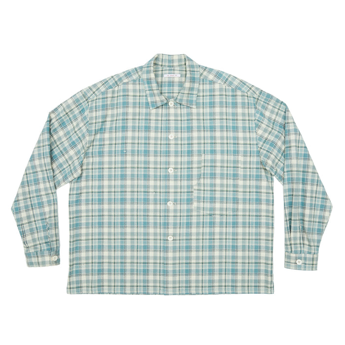 Task Shirt/Jacket - Smoky Blue Plaid Organic Cotton Flannel
