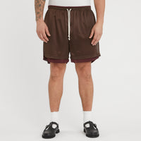 Reversible Ball Short - Brown & Burgundy Mesh