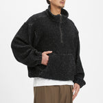 Half Zip Fleece - Black/Natural Wool Pile