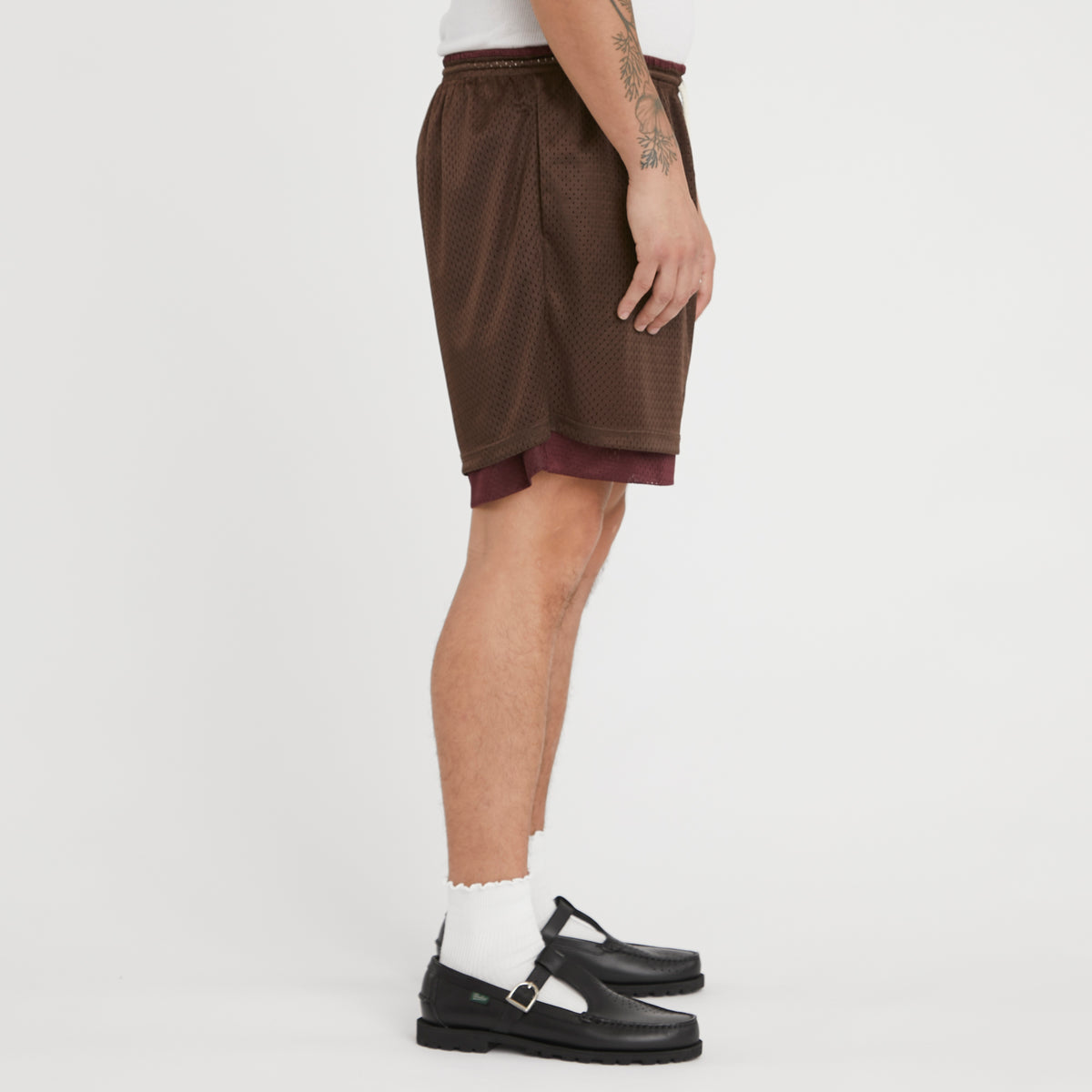 Reversible Ball Short - Brown & Burgundy Mesh