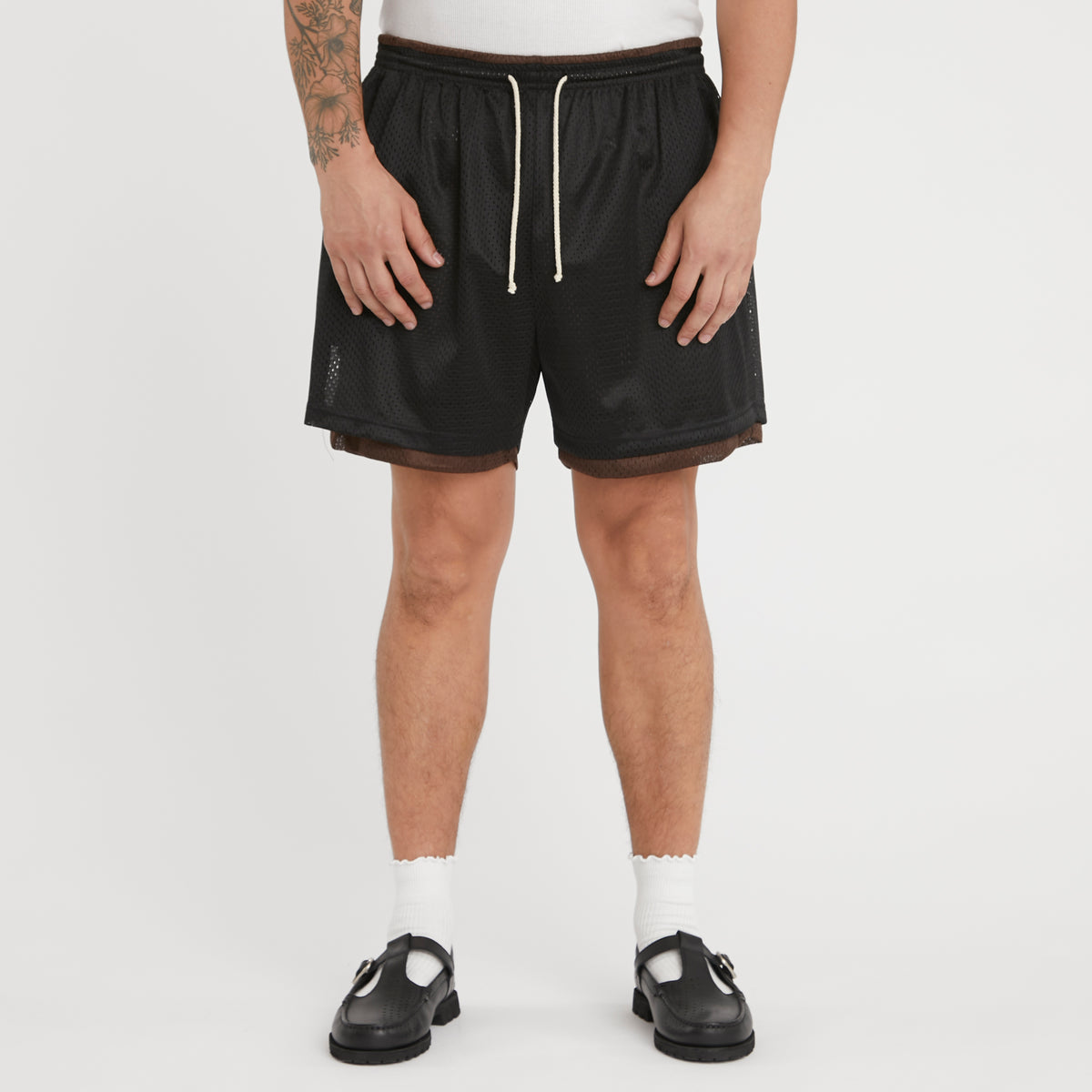 Reversible Ball Short - Black & Brown Mesh